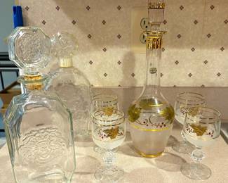 Glass Decanters & BOHEMIA GLASS Decanter Set, Czechoslovakia 