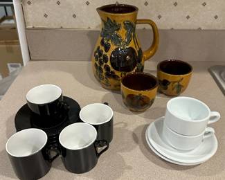 W.Germany Stoneware Pitcher & Cups, Espresso Sets