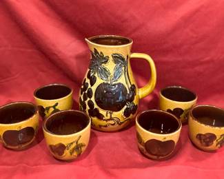 Vintage W.Germany Stoneware Pitcher & Cups,