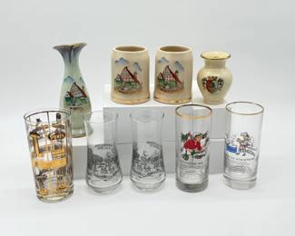 77 CollectionofSouvenirGlassesVasesMugs
