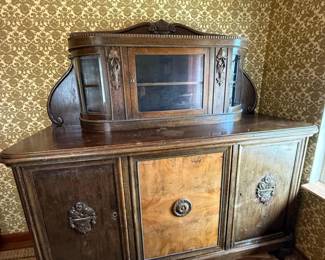 29 AntiqueGermanSideboardHutchCabinet