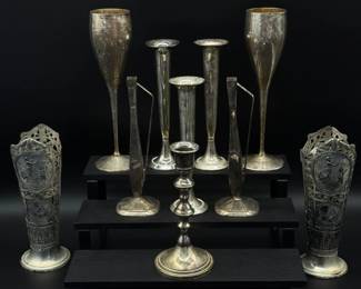 60 SilverPlatedGobletsCandlesticksBudVases