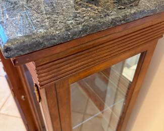 #21 Marble topped lighted cabinet 69x20x44 $175.00