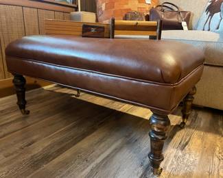 Brown Vinyl Ottoman