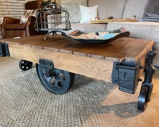 Industrial Wood & Iron Coffee Table 