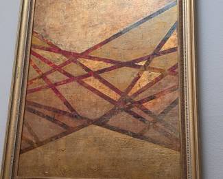 Beautiful original abstract art with gold leaf in a gold gilt frame
55" tall by 42" wide
