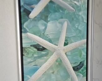 Starfish and beach glass wall art
