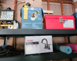 Misc Household - Tool Boxes, Delta Faucet (brand new), Yoga matts, Work Lamp, Paint Sprayer