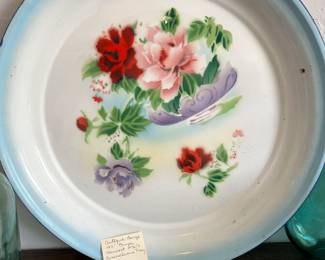 Antique large 1950s bumper harvest enamel, Wear Tray. 