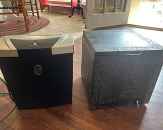 This is a paper shredder and a small trunk