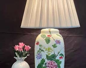 Chinese Floral Porcelain Table Lamp Friends