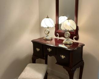 Dark Wood Vanity 2 Touch Lamps