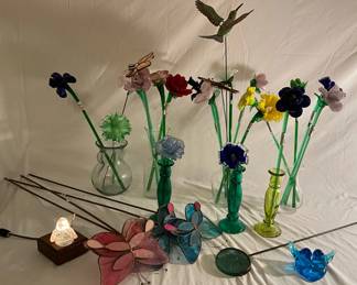 Glass Flowers Pretty Garden Decor