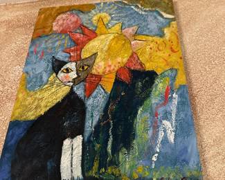 Abstract Cat Oil Painting by Benjamin Long