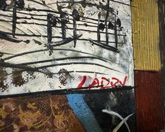 Abstract Collage Painting Signed Larry