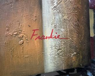 Framed Surreal Coastal Scene Painting Signed Frankie