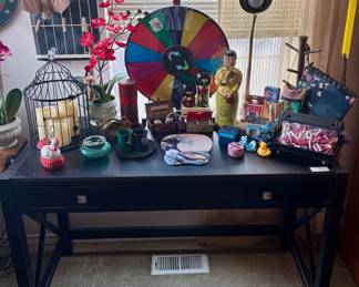 Modern Style Black Desk, Spin to Win Game Wheel