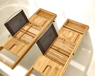 2 Serene Life Luxury Bamboo Bathtub Caddy Trays