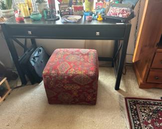 Boho Style Upholstered Pouf Ottoman Stool