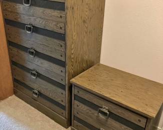Rustic Industrial Style Dresser with Matching Night Stand