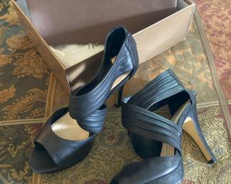 Franco Sarto Black Leather Stilettos