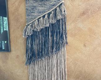 Blue & White Fringe Wall Tapestry 