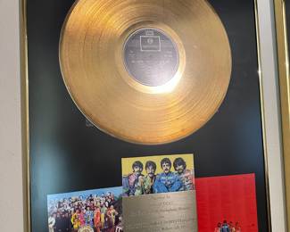 Framed 1968 Beatle - Sargent Pepper's Lonely Hearts Club Band Gold Record by Emi Records LTD. Parlophone Records