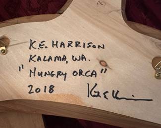 2018 K.E. Harrison North Coast "Hungry Orca" &  "Lunch" Wood Carvings