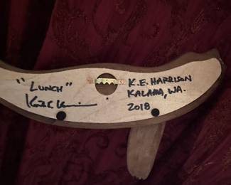 2018 K.E. Harrison North Coast "Hungry Orca" &  "Lunch" Wood Carvings