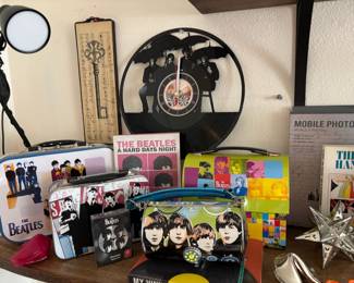 The Beatles 2000 Apple Corps Metal Lunch Box, The Beatles 2003 Apple Corps Metal Lunch Box, Official The Beatles Playing Cards, The Beatles Cylinder Metal Purse, 1999 The Beatles Metal Lunch Box By Vandor