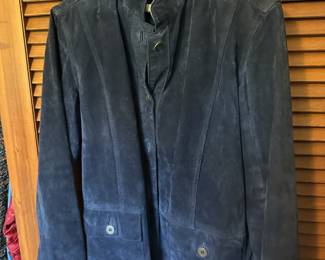 Chico's Women's Navy Blue Suede Leather Jacket