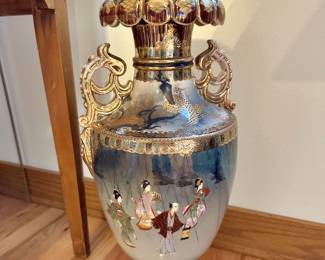 Japanese Satsuma-Style Vase with Gilded Dragon Handles