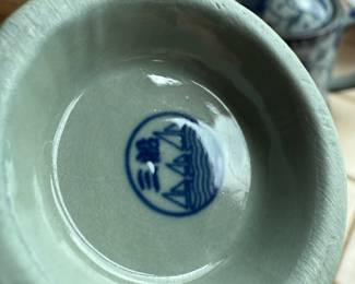 Japanese Ceramic Blue Rose Teapot with 2 Cups