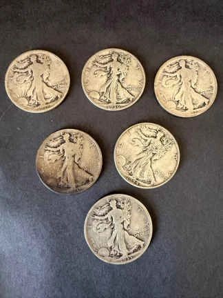 6 Walking Liberty Half Dollars 90 Silver 