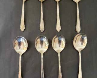 Art Deco Style Sterling Soup Spoons 