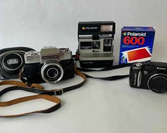 Mixed Vintage Digital Camera Lot  Zeiss Ikon, Polaroid, Canon