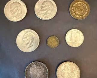 Vintage U.S. Coin Medal Lot  Morgan Dollars, Eisenhower Dollars, and Collectible Tokens