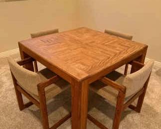 MidCentury Modern Oak Dining Table with 4 Cantilevered Armchairs