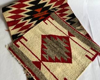 2 Vintage Handwoven Southwestern Wool Rugs Geometric NavajoStyle Patterns