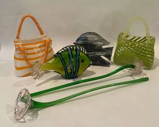 HandBlown Glass Art Pieces  Fish, Purses  Flowers