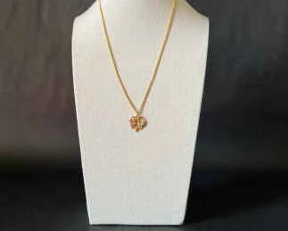 14K Black Hills Gold Grape Leaf Pendant Necklace by F.L. Thorpe 