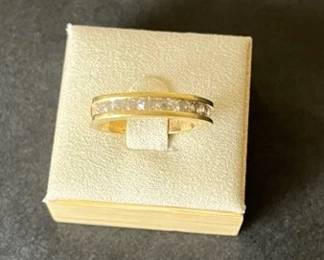 14K Gold Bypass Band with ChannelSet Diamonds  Sculptural Design
