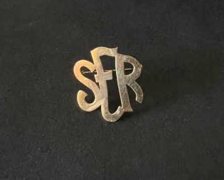 Gold Script Monogram Brooch Pin SER Initials