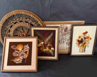 Charming Fiber Art Wall Decor Collection  Embroidered, Needlepoint  Woven Pieces