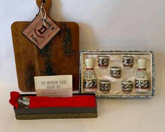 Kitchen Gift Set Wooden Cutting Board, Sake Set  Modern Salad Utensils