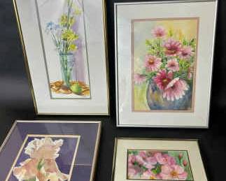 Collection Of Four Floral Paintings 
