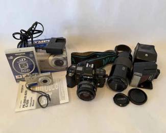 Vintage Minolta 7000 35mm SLR Camera Kit Olympus FE280 Digital Camera Bundle