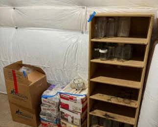 Large Canning Mason Jar Lot with Lids and Storage Boxes