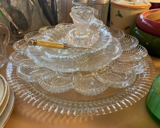 Glass Serving Pieces including Egg Plate