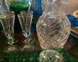 Luminarc Stemmed Cordial Glasses from France, Crystal Bedside Water Decanter made in India